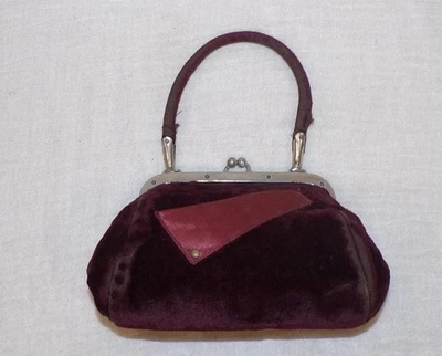 RARO ORIG VICTORIANO EDUARDIANO TERCIOPELO PLATA BOLSO PEQUEÑO BOLSO BOLSO BOLSO VESTIDO Foto 1 de 4