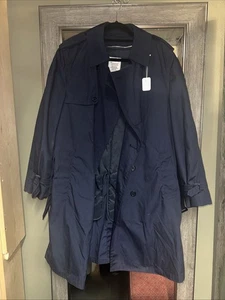 USAF Trench Coat Mens 40L US Air Force Blue All Weather Coat w/ removeable liner - Picture 1 of 5