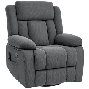 HOMCOM Massage Recliner Chair with Heat, Swivel Rocker with Footrest, Gray - Picture 1 of 11
