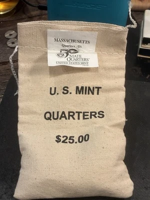 D Massachusetts State Quarters in Unopened $25 U.S. Mint Bag - Image 1 of 3