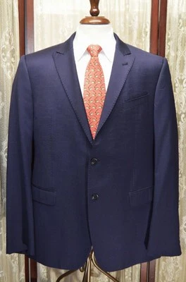 Abrigo deportivo Emporio Armani M Line 46 L Super 130s lana azul tejido 2 ventilaciones p6j1 Foto 1 de 4