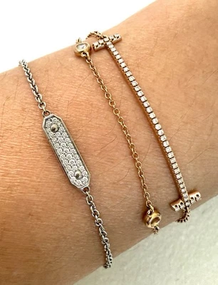 "Brazalete de diamantes con cadena de 750 barras de oro blanco de 18 quilates Tiffany & Co. se adapta hasta 6,75""" Foto 1 de 4