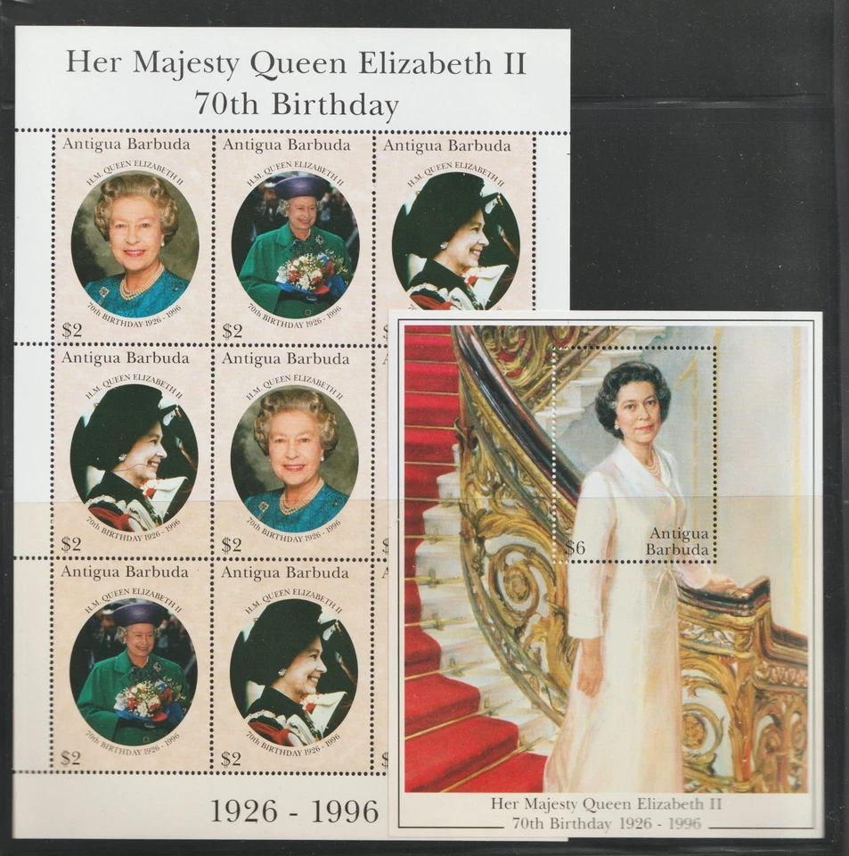 Antigua & Barbuda 1996 Sc# 2000-01 - QEII 70 cumpleaños. MNH Cv$16,75 Foto 1 de 1