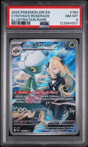 2025 Pokemon Destined Rivals Illustration Rare Cynthia's Roserade #184 PSA 8 - Picture 1 of 2