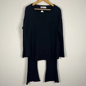 Nuevo Free People Beach 2 Piezas Conjunto Suéter Negro Medioom Costero Cómodo Descanso  - Imagen 1 de 14