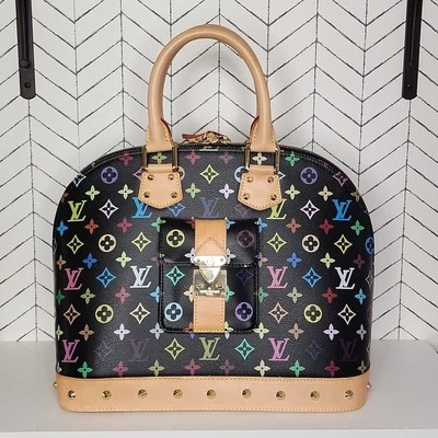 Louis Vuitton Black Monogram Multicolor Alma GM Handbag - Image 1 of 4