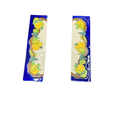 2 números de casa de cerámica italiana hechos a mano azulejos finales. Limones y limas Foto 1 de 4