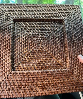 Комплект из 6 плетеных вручную ротанговых зарядных пластин квадратных богемных фермерских столов деко - Изображение 1 из 4