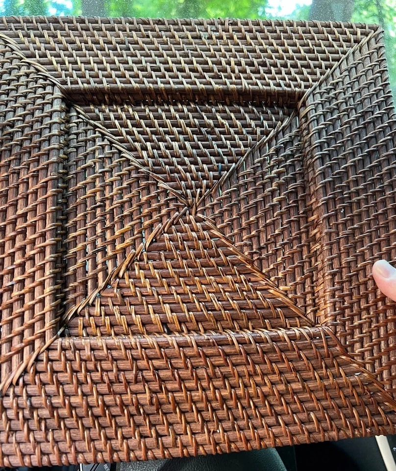 Juego de 6 Platos Cargador Cuadrados Boho Granja Mesa Deco Ratán Mimbre Tejido a Mano Foto 1 de 4