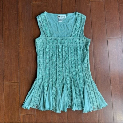Papillon Mermaid Fairy Aqua Lace Sleeveless Top - Image 1 of 4