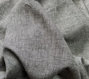 100% Linen Fabric Yarn Dyed Two-Tone Black/White Heavy Weight By the Yard - Picture 1 of 3