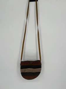 Sisal Small Bucket Shoulder Bag Handmade In Kenya Multicolor Leather Strap - Picture 1 of 5