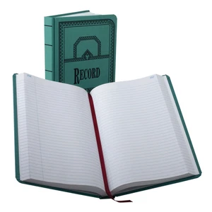 Boorum and Pease Canvas Account Book, Record, 12 1/8" x 7 5/8", 500 Pages, Blue - Picture 1 of 3