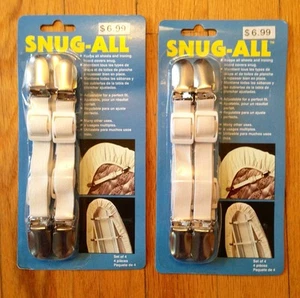 8 METAL CLASP BED SHEET GRIPPERS FASTENERS STRAPS ELASTIC ADJUSTABLE NEW - Picture 1 of 3
