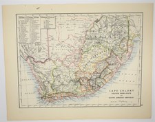 1895 Antique South Africa Map - Cape Colony - Orange Free State - Art Print