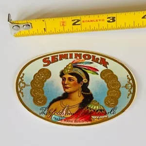 Etichetta sigaro vintage carta effimera pubblicità fumo Seminola Graham Ernest squaw - Foto 1 di 2