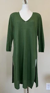 NEW J JILL Palm Green Linen Blend Lightweight Sweater Tunic Dress Sz Medium $89 - Picture 1 of 6