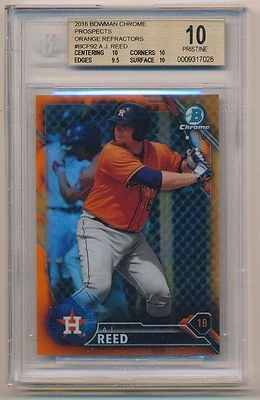 2016 Bowman Chrome A.J. REED Prospect RC Refractor ORANGE #07/25 BGS 10 PRISTINE - Image 1 of 2