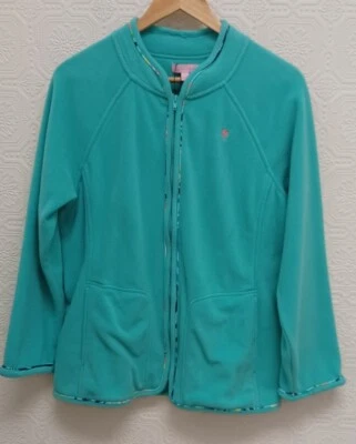 Chaqueta de manga larga Lilly Pulitzer verde polar palmera cremallera frontal talla grande Foto 1 de 4