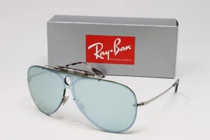 Ray Ban Sunglasses Blaze Shooter RB3581N 00330 Silver 32mm Green Mirrored Lens - Picture 1 of 6