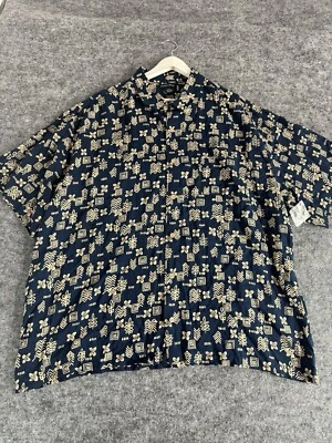 Camisa Hawaiana Knightsbridge Hombres 3X Grande 3XL Floral Azul Aloha Camp Rayón A4 Foto 1 de 4