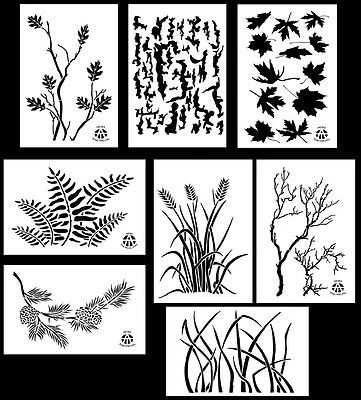 8Pack! Spray Paint Camouflage Stencils 10 Mil DIY Camo Templates 14" (8 Designs)