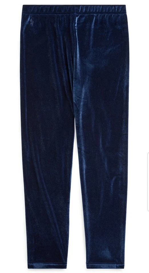 $39 НОВЫЙ С ЯРЛЫКАМИ RALPH LAUREN ПОЛО ДЕВОЧЕК ЭЛАСТИЧНОЙ БАРХАТ ЛЕГГИНСЫ РАЗМЕР M 8-10 L 12-14 - Изображение 1 из 1