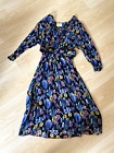 True Vintage Jinty's Blue Floral Midi Dress Size S