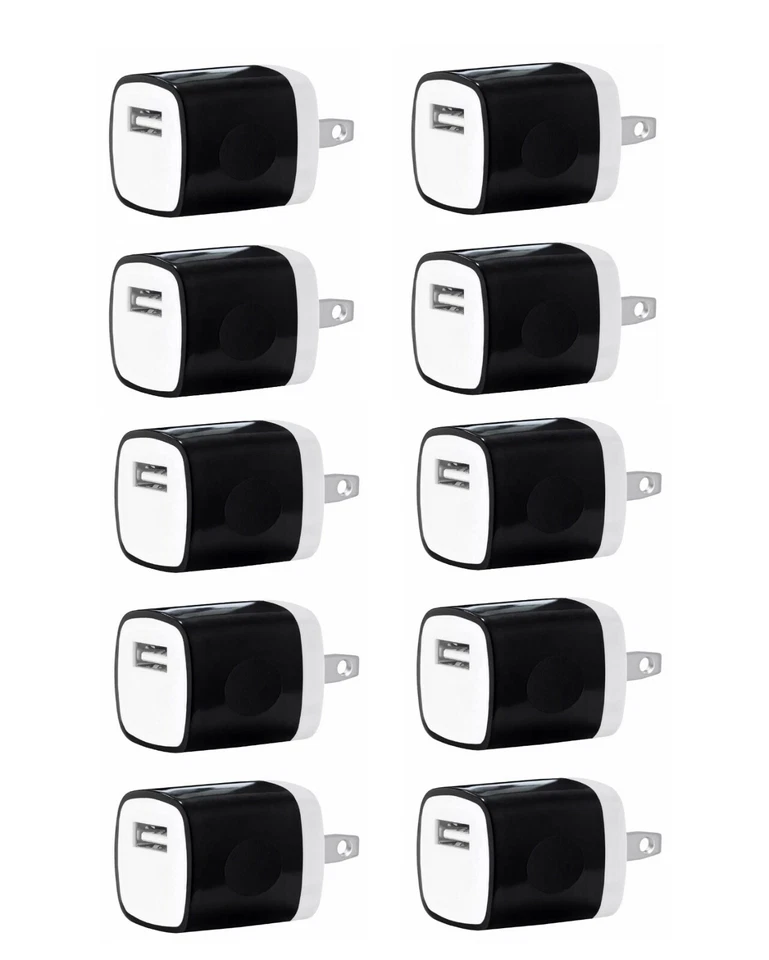 Lote Cargador de Pared USB Adaptador de Corriente AC Hogar EE. UU. Enchufe iPhone Samsung LG Kindle NEGRO Foto 1 de 2