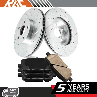 Front Drilled Rotors + Brake Pads For Toyota Corolla Pontiac VIBE 2003-2007 2008 - Image 1 of 4