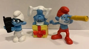 Lot of 3 Peyo 2011 McDonalds Jokey, Brainy & Papa Smurf - Picture 1 of 7