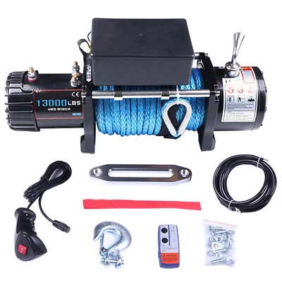 12V Electric Winch Synthetic Rope Truck For Jeep 13000LB Trailer 4WD 9.5mm × 26m Foto 1 de 4