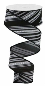 Cinta de líneas inclinadas diagonales, gris/negro/blanco, cinta con cable, 1,5" de ancho X 10 ya - Imagen 1 de 1