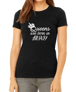 Bella Canvas #2 Geburtstag Geschenk Shirt Queens Are Born in May T-Shirt Weihnachten - Bild 1 von 4