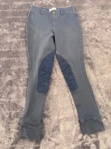Girls' TuffRider Riding Breeches - Gray, Small | Comfort & Grip - Picture 1 of 9