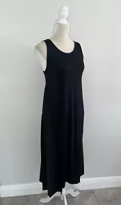 Abito comodo USA nero elasticizzato jersey modal spandex maxi linea A S Lagenlook Artsy - Foto 1 di 11
