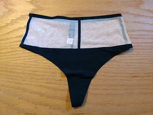 Victoria's Secret Luxe Lingerie HighWaist V-String Panty, 399345, Black, Med - Picture 1 of 4