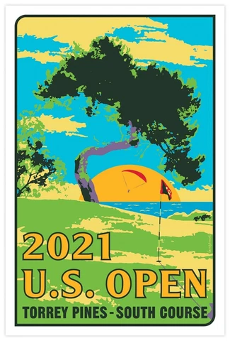 Official 2021 United States U.S. Open Torrey Pines Golf 12" x 18 Poster Jon Rahm Cover