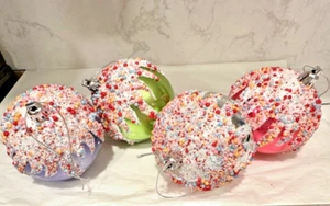 SET 4 CANDY SPRINKLES CHRISTMAS TREE ORNAMENTS - Picture 1 of 7