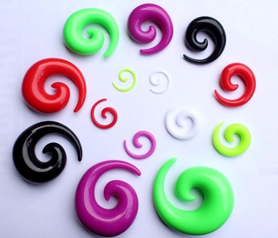 Expansores de tapones para los oídos cónicos grandes de acrílico calibre pesado espiral de 1,2 mm -24 mm Foto 1 de 4