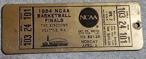 1984 NCAA Basketball Finals Brass Game Ticket Keychain Fob Houston Georgetown  - Picture 1 of 5