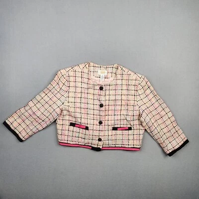 Blazer vintage Talbots para mujer 10 cintas de tweed rosa azul ventana panel chaqueta EE. UU. Foto 1 de 4