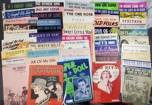 Lot 50 Pieces Of Vtg Sheet Music 1920s and Up Musicals, Rag, Religious, Folk - Picture 1 of 6