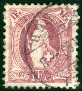 SWITZERLAND Helvetia Stamp SG.152 1Fr (1882) Cat£34 CDS Used GGREEN109 - Picture 1 of 6