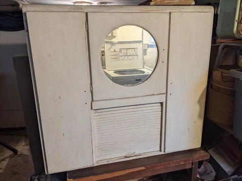 Round Mirror Hoosier Kitchen Cabinet Antique Baker Style Farmhouse Pantry Cover