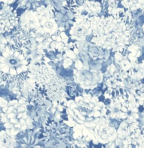 NUS3833 Empress Garden Peel & Stick Wallpaper in Indigo Blue - Picture 1 of 3