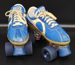 San Francisco Skates ~ Mitchell's ~ Vintage Rollschuhe ~ frühe 70er ~ blau-weiß - Bild 1 von 12