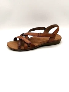 Earth Origins Sandals Womens Barb Brown 8.5 Leather Slingback Shoes Hook Loop - Picture 1 of 10
