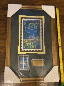 STOP FAMILY VIOLENCE STAMPED 2003 ART PIECE 20X13 - Picture 1 of 4