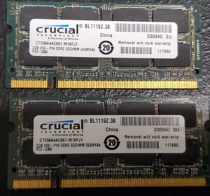 Crucial CT25664AC667.M16FJ1 4GB (2x2GB) PC2-5300 DDR2 SODIMM Laptop RAM Memory - Picture 1 of 4